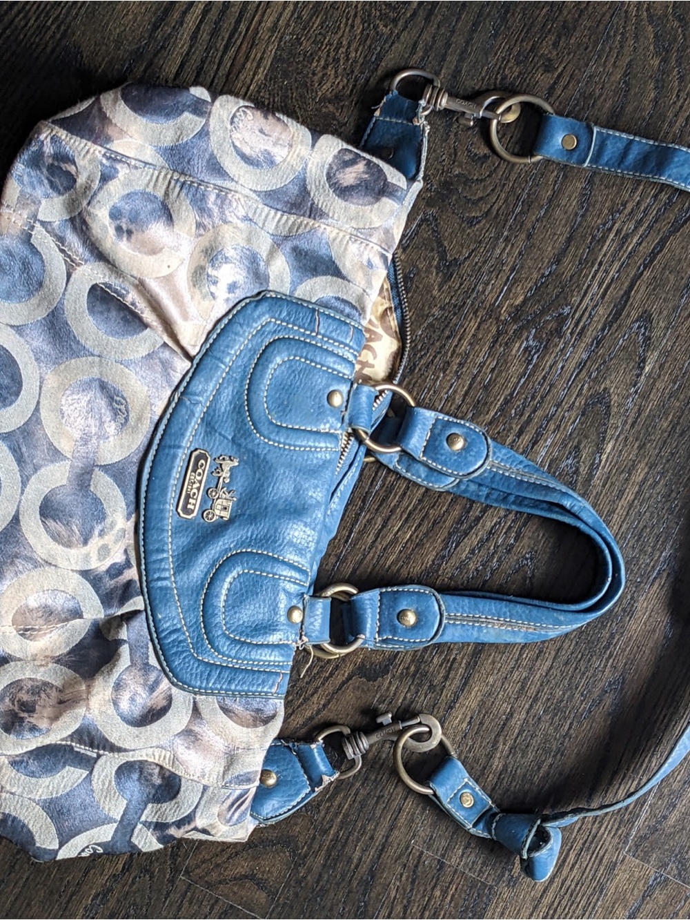 Vintage Coach Blue Signature Hobo Shoulder Bag Y2K Purse Style 14322